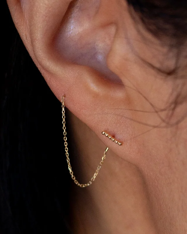 Best hoop earrings with minimalist designs for a clean and modern aesthetic-Beaded Bar Threader