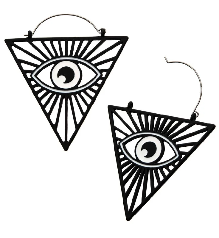 Hoop earrings with textured gold for a refined and sophisticated aesthetic-Black Eye of Providence Plug Hoops