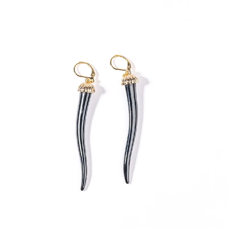 Hoop earrings with a chunky design for a bold and trendy statement-Black Pepper Gold Wire Earring