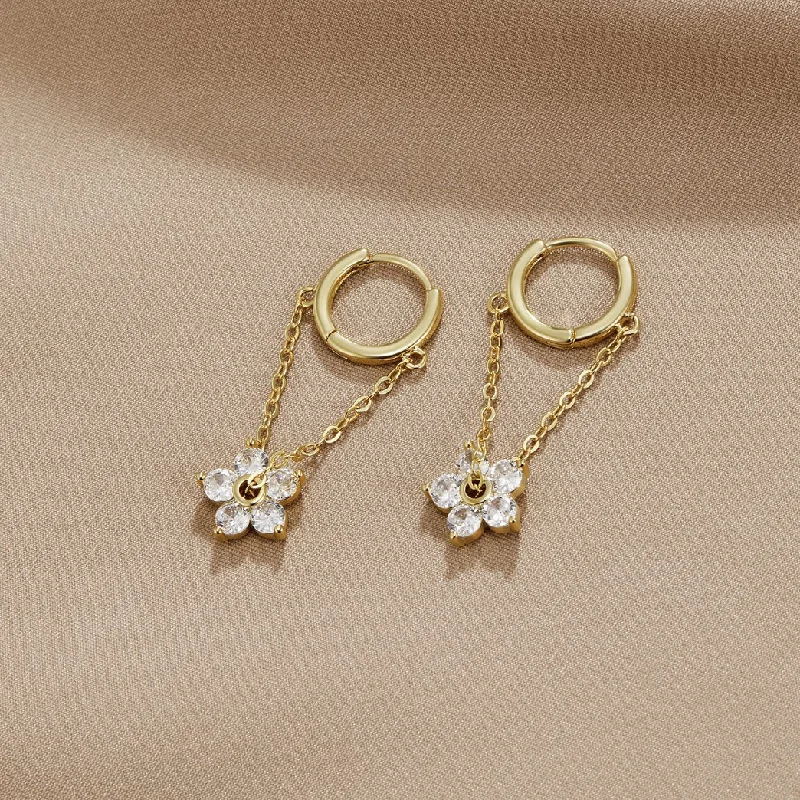 Best hoop earrings with geometric cuts for a sharp, modern appeal-Blooming Petal Crystal Earrings