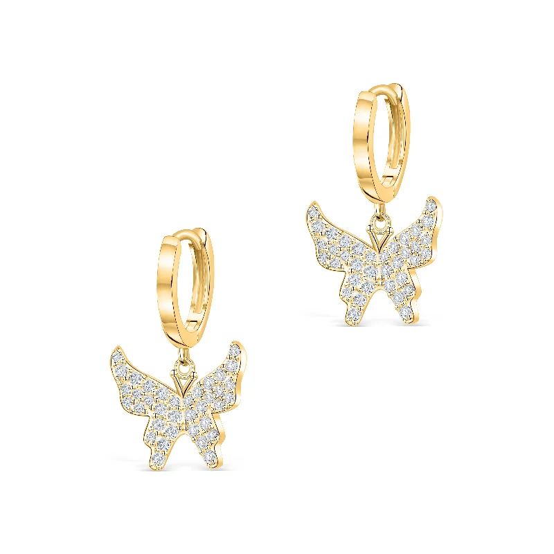 Hoop earrings with satin finishes for a smooth and elegant appearance-Butterfly Effect Huggies