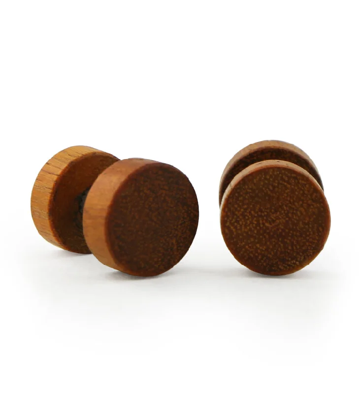 Best hoop earrings with matte finish for a sophisticated, understated design-Cang Wood Fake Gauge Plugs