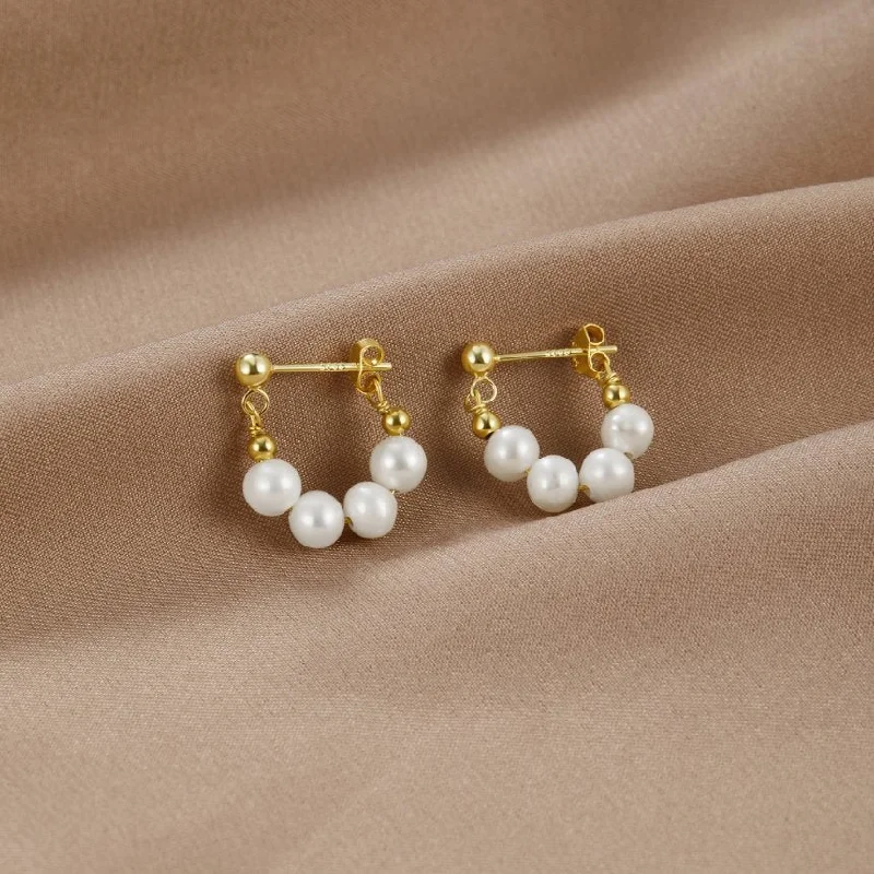 Best hoop earrings with geometric pendants for a modern, chic appeal-Celine Pearl Hoop Earrings