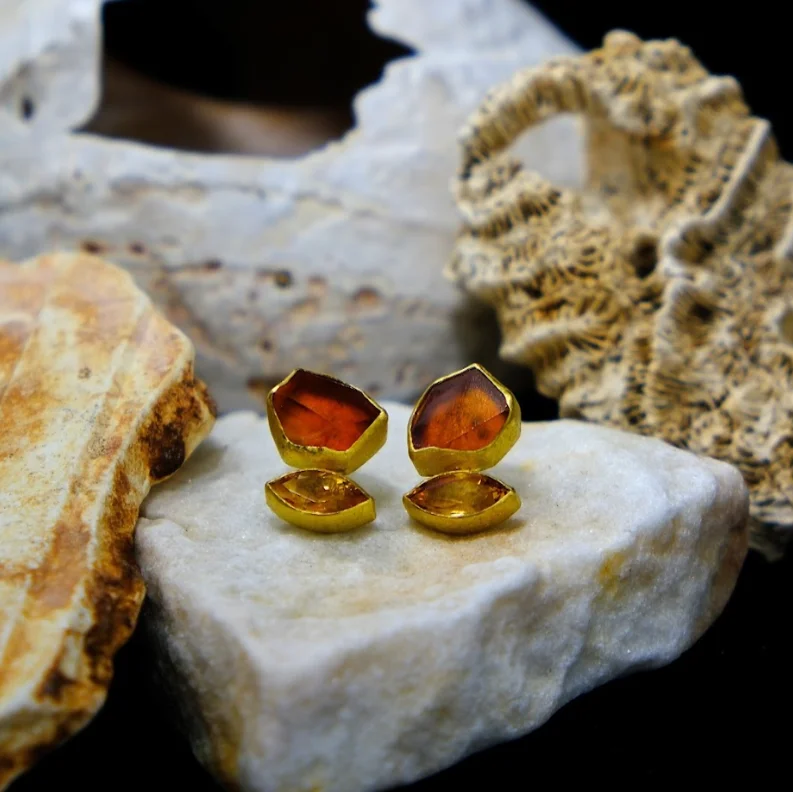 Best hoop earrings with gemstone accents for a colorful and elegant appearance-Citrine Stacked Earrings