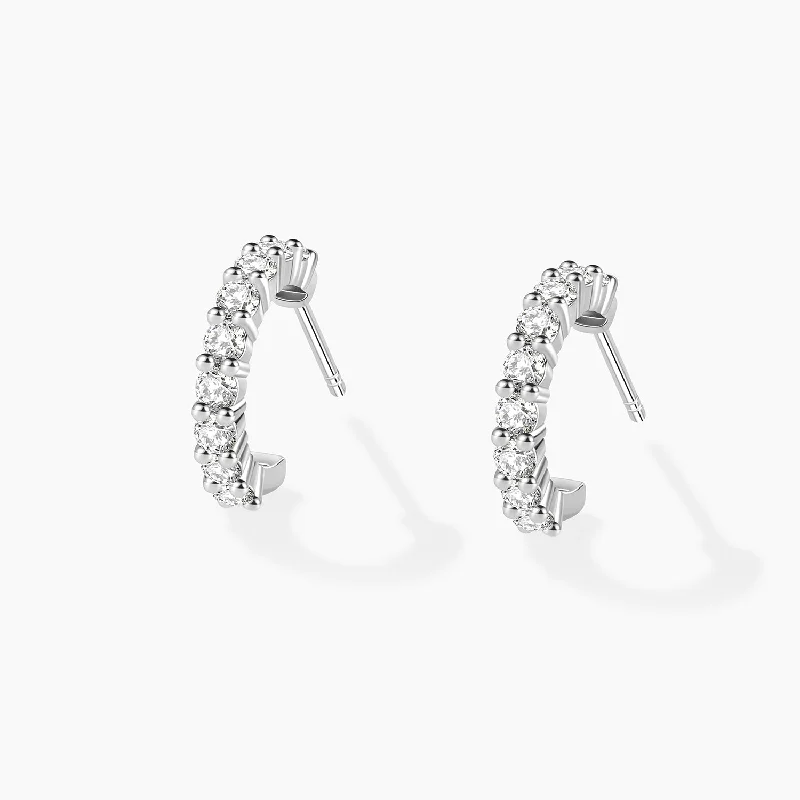 Best hoop earrings with baroque pearls for a luxurious and elegant vibe-Classic Moissanite Huggie Hoop Earrings