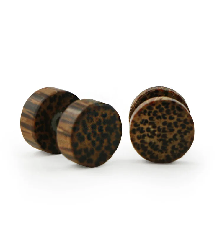 Best hoop earrings with braided leather for a rustic, stylish finish-Coconut Wood Fake Gauge Plugs