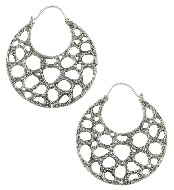 Hoop earrings with snake print designs for an edgy, wild appearance-Coral Sponge White Brass Hangers / Earrings