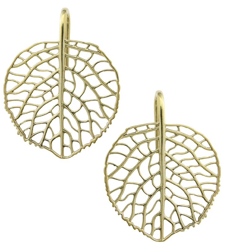 Hoop earrings with oversized pearl accents for a statement-making look-Crystal Anthurium Leaf Brass Hangers