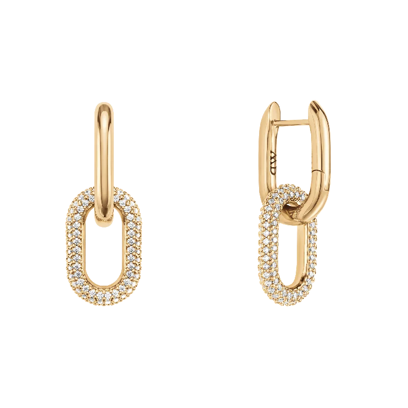 Hoop earrings with gold accents for a warm, elegant statement piece-Crystal Link Earrings Gold