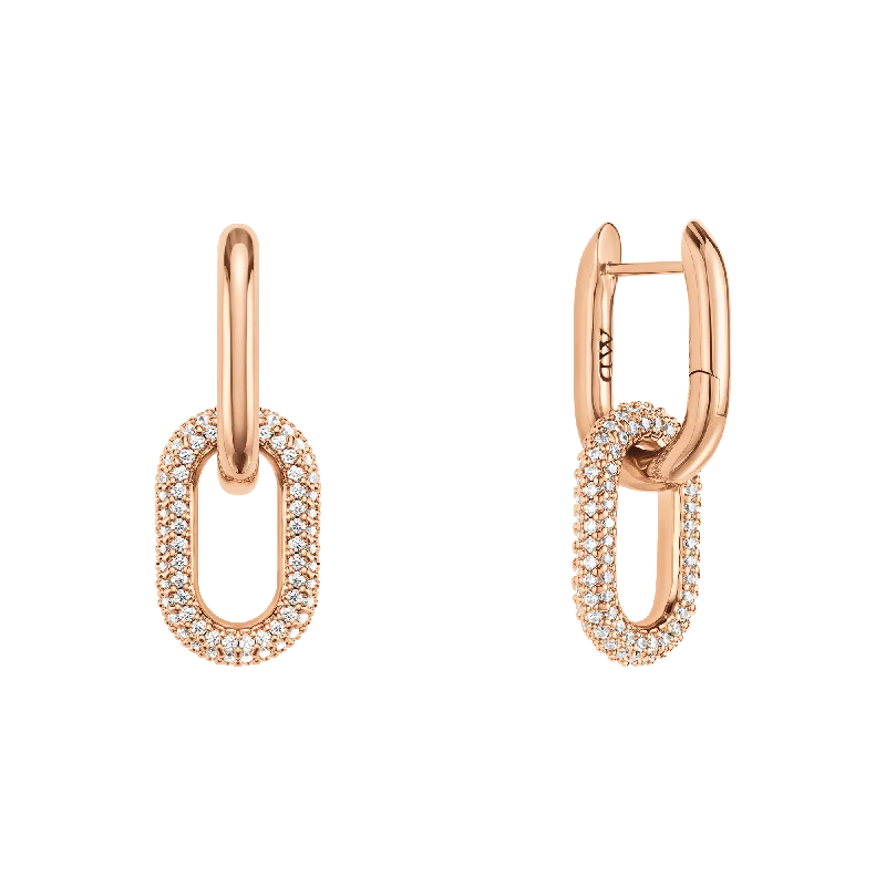 Best hoop earrings with geometric pendants for a modern, chic appeal-Crystal Link Earrings Rose Gold