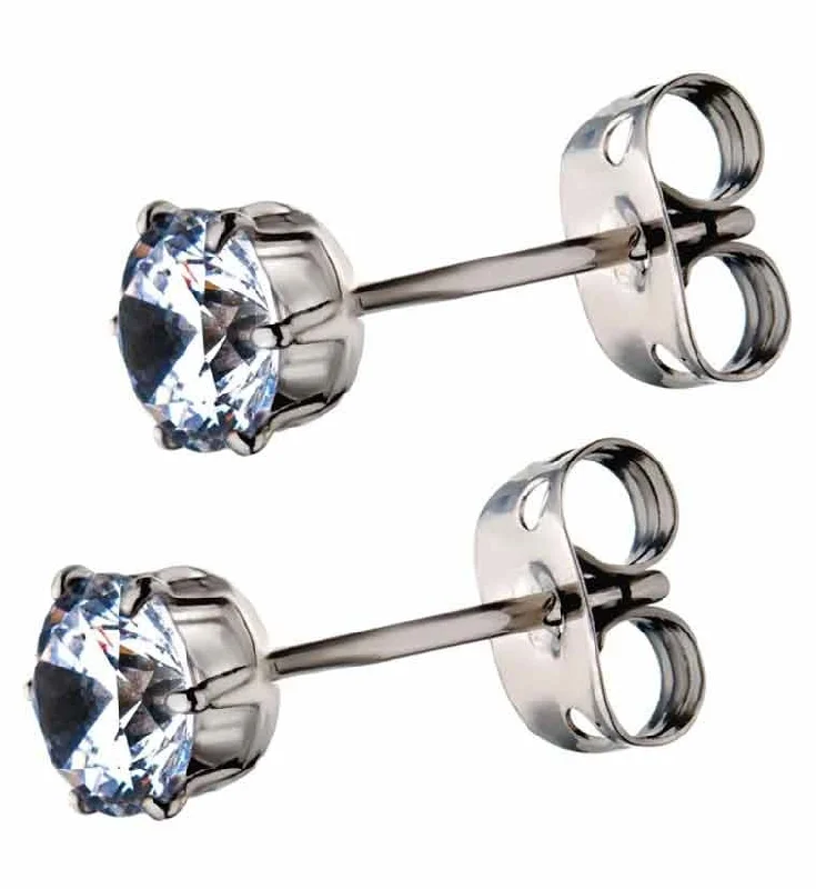 Best hoop earrings with gold for a luxurious and timeless look-CZ Prong Set Titanium Earrings