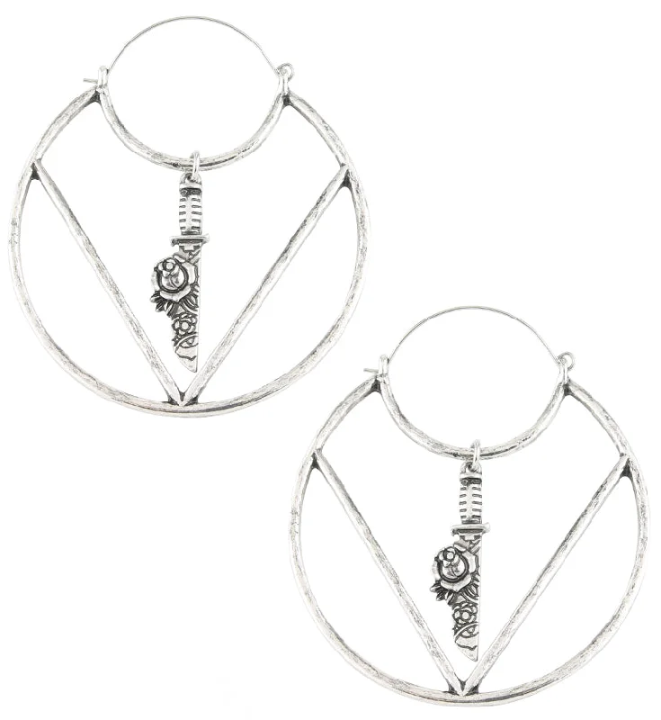 Best hoop earrings with tribal designs for a cultural and exotic aesthetic-Dagger Rose Stainless Steel Plug Hoops