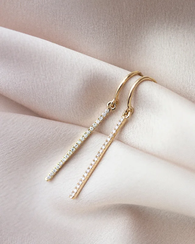 Hoop earrings with removable pendants for a versatile and customizable accessory-Diamond Drop Bar Earrings