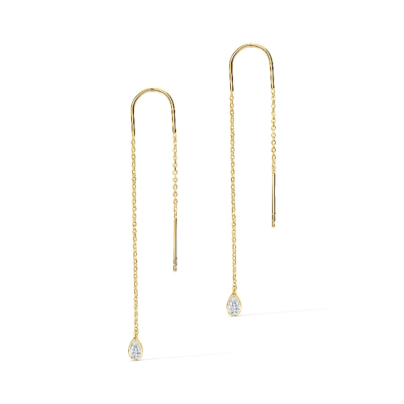 Hoop earrings with textured gold for a refined and sophisticated aesthetic-Diamond Threaders