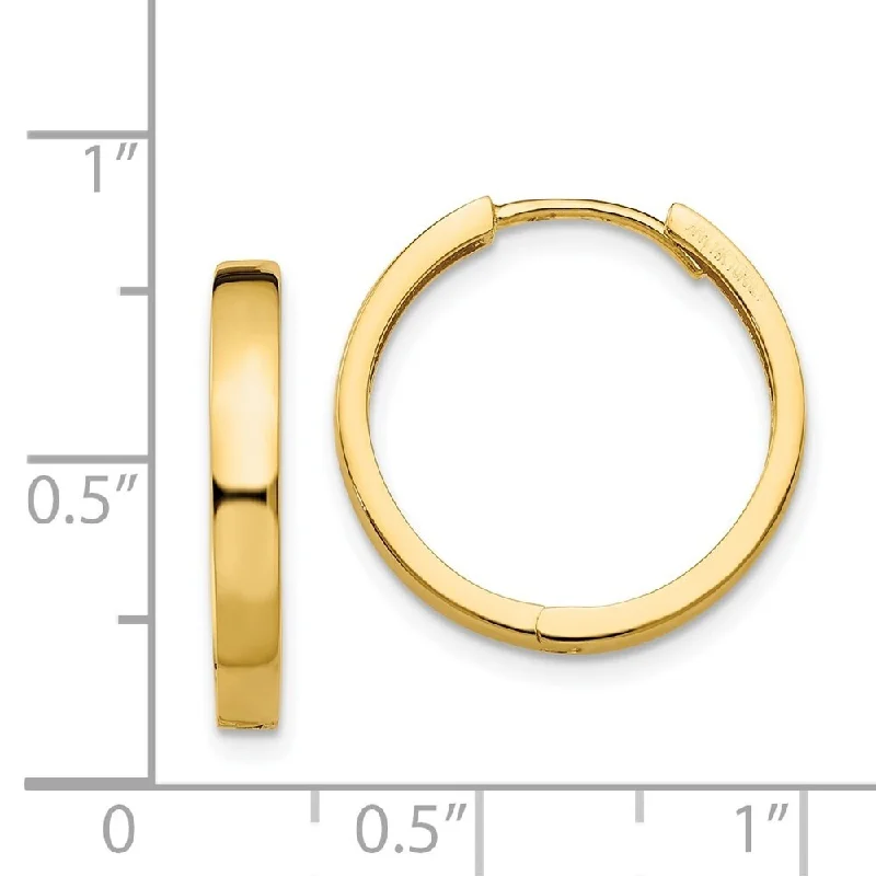 Hoop earrings with a matte black finish for a sleek, edgy vibe-Diamond2Deal 14K Yellow Gold Hinged Hoop Earrings (L- 15 mm, W- 3 mm)