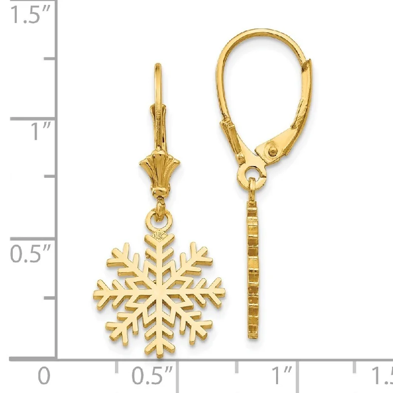 Stylish hoop earrings with diamond accents for an elegant and sparkling effect-Diamond2Deal 14K Yellow Gold Snowflake Dangle Earrings (L- 13.63 mm, W- 13.63 mm)