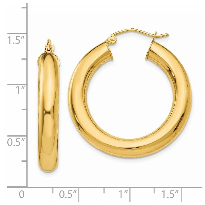 Classic hoop earrings with a thin profile for a sleek and subtle style-Diamond2Deal 14K Yellow Gold Yellow Lightweight Hoop Earrings (L-30 mm, W-5 mm)