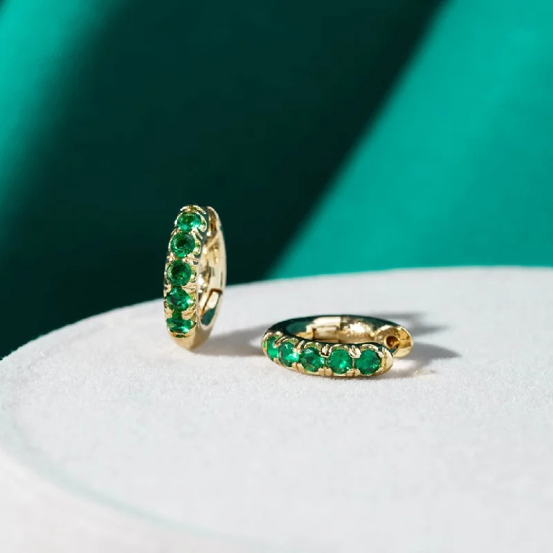 Hoop earrings with circle designs for a classic and timeless shape-Emerald Green Hoop Earrings