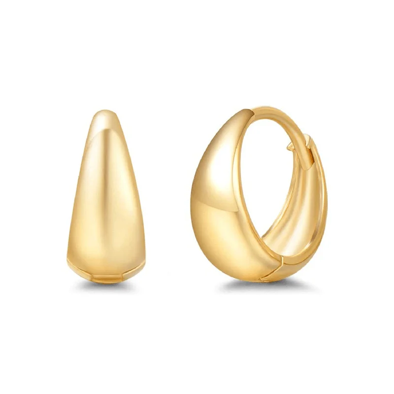 Best hoop earrings with marbled designs for a trendy and artistic effect-FANCIME Small Tapered 14K Yellow Gold Hoop Earrings