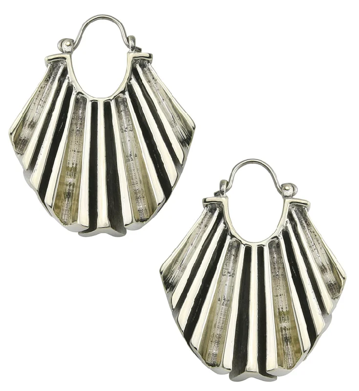 Hoop earrings with enamel stripes for a colorful and eye-catching design-Force White Brass Titanium Hangers / Earrings