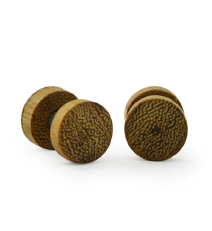 Hoop earrings with gold accents for a warm, elegant statement piece-Gamal Wood Fake Gauge Plugs