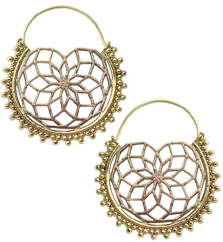 Large hoop earrings for a bold and statement-making fashion accessory-Geo Seed of Life Copper Brass Hangers / Earrings