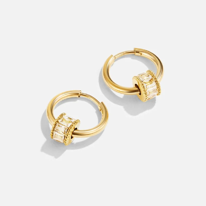 Best hoop earrings with infinity designs for a timeless and meaningful symbol-Gigi Crystal 18K Gold Hoop Earrings