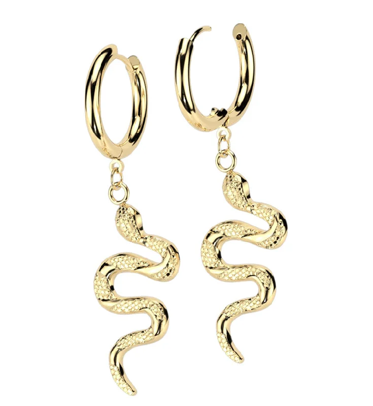 Hoop earrings with circle designs for a classic and timeless shape-Gold PVD Serpent Stainless Steel Hoop Earrings