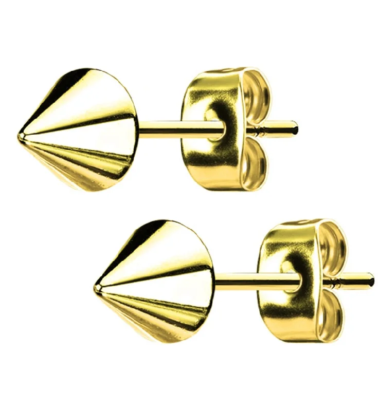 Hoop earrings with enamel stripes for a colorful and eye-catching design-Gold PVD Spike Earrings