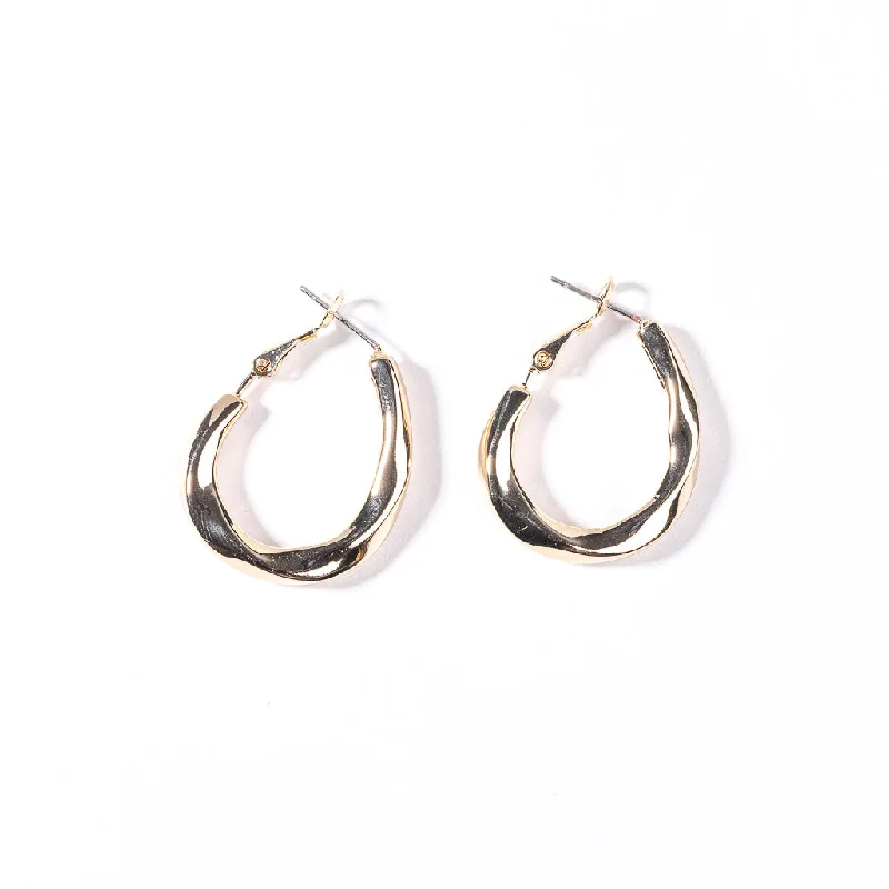 Hoop earrings with floral motifs for a feminine and nature-inspired look-Gold Twist Post Hoop Earring