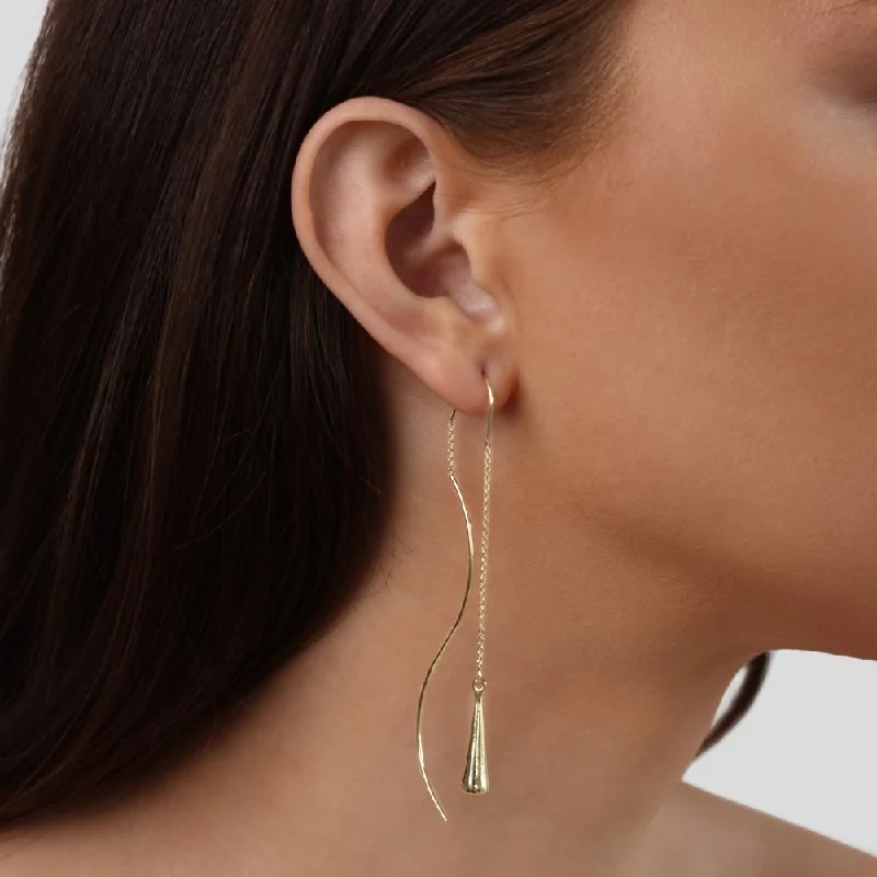 Hoop earrings with a matte finish for a sleek and sophisticated appearance-Golden Teardrop Tassel Earrings