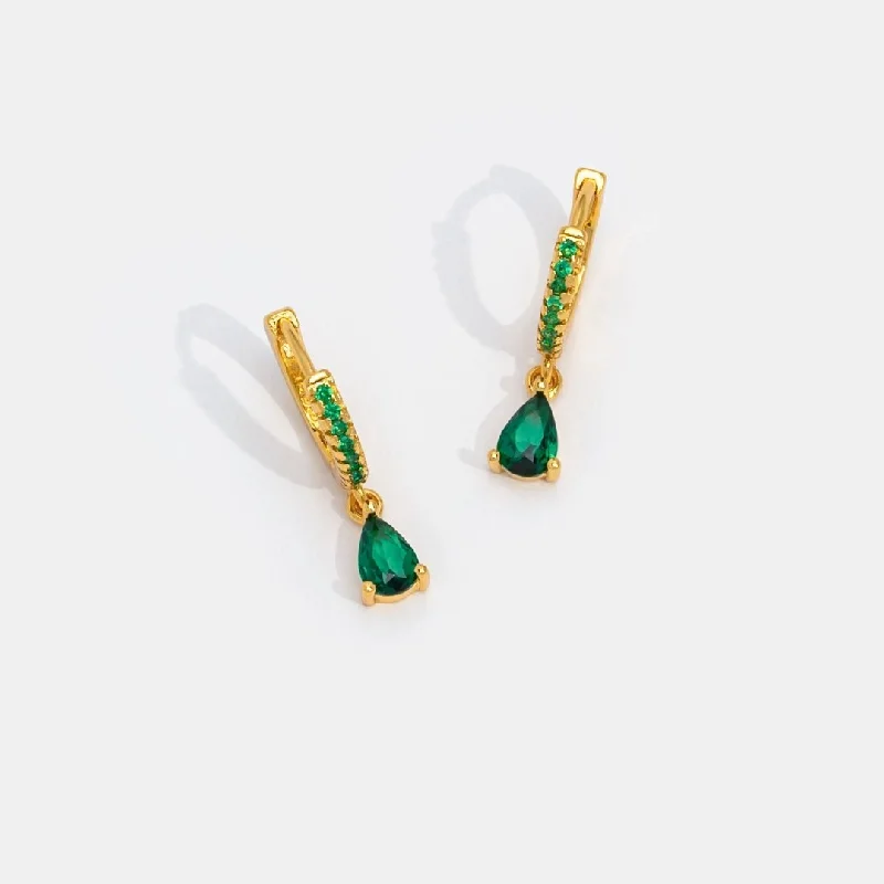 Best hoop earrings with snake-inspired designs for an edgy and fierce vibe-Green Crystal Gold Hoop Earrings