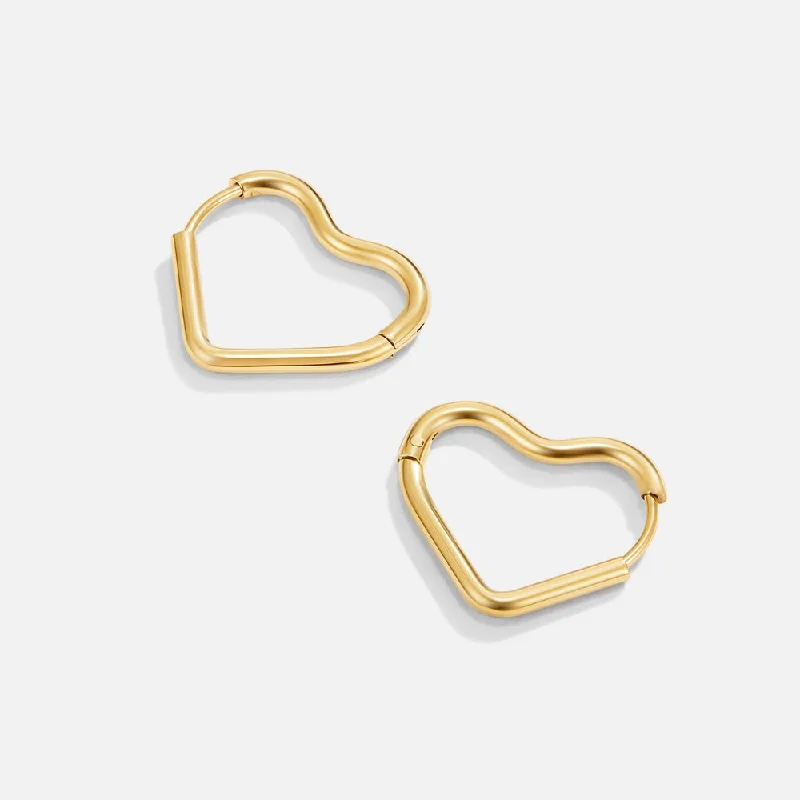 Best hoop earrings with geometric shapes for a modern and artistic appeal-Heart Gold Hoops