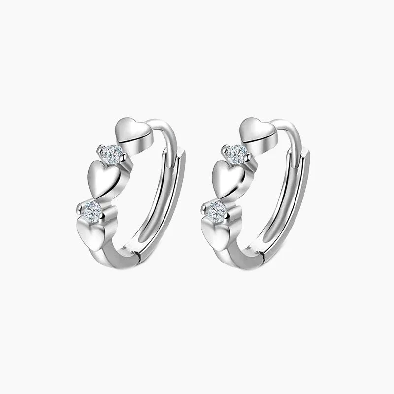 Hoop earrings with textured finishes for a vintage and classic style-Heart-shaped Zirconia Huggie Earrings For Women