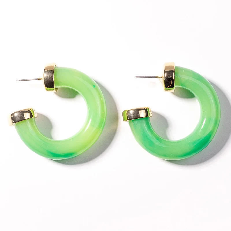 Best hoop earrings with minimalist designs for a clean and modern aesthetic-Jade Resin Hoop Pierced Earring