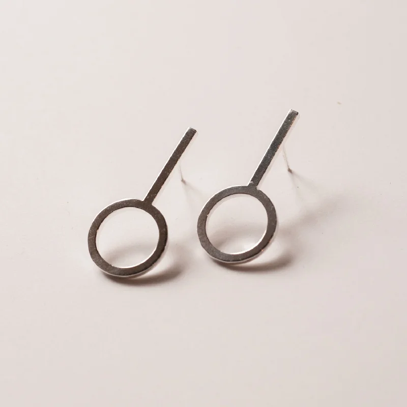 Best hoop earrings with sterling silver for an affordable and chic design-Circle Line Earrings