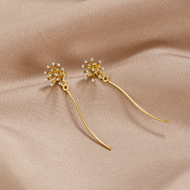 Best hoop earrings with satin ribbons for a soft, feminine appearance-Make A Wish Dandelion 18K Gold Earrings