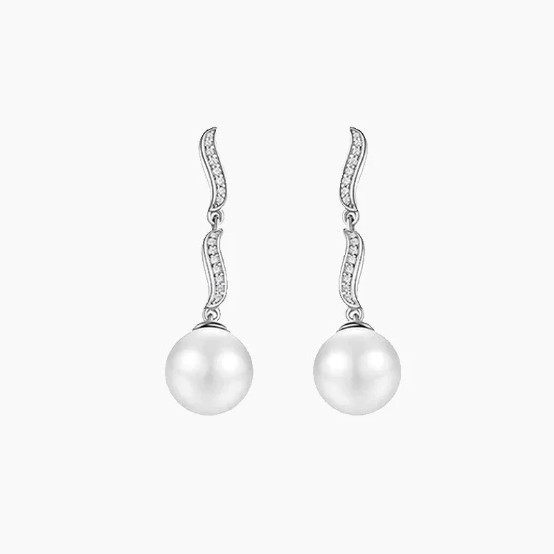 Best hoop earrings with angel wing accents for a spiritual and meaningful design-Sterling Silver Ripple Dangle Pearl Earrings