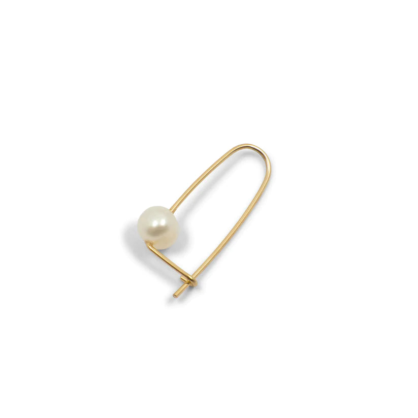 Hoop earrings with circle designs for a classic and timeless shape-Pearl Wire Safety Pin Earring (Minimalist) - Gold-Filled