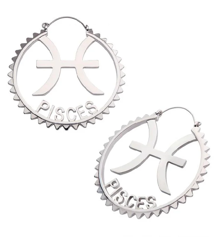 Large hoop earrings for a bold and statement-making fashion accessory-Pisces Sign Plug Hoops