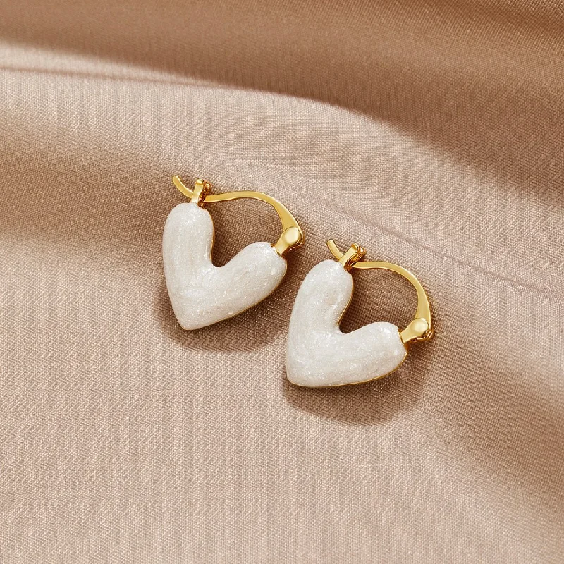 Classic hoop earrings with a thin profile for a sleek and subtle style-‘Pure Love’ Heart Earrings