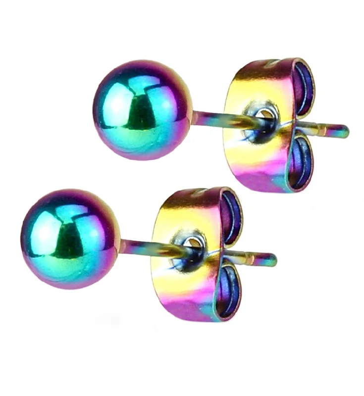 Best hoop earrings with cubic zirconia for a budget-friendly, dazzling look-Rainbow PVD Ball Point Earrings