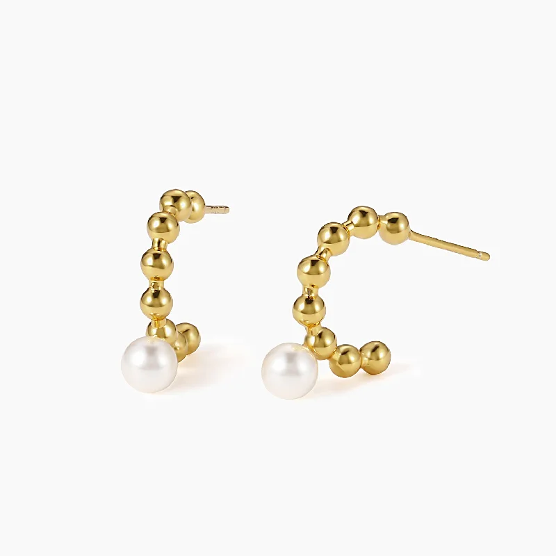 Best hoop earrings with crescent-shaped designs for a bold, moon-inspired style-S925 Baroque Pearl Huggie Earring For Women