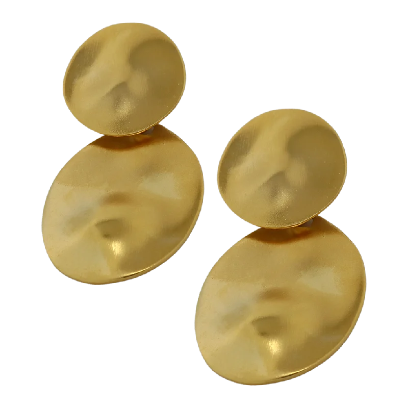 Best hoop earrings with vintage-style detailing for a nostalgic and timeless look-Satin Gold Dimpled Disc Pierced Earrings