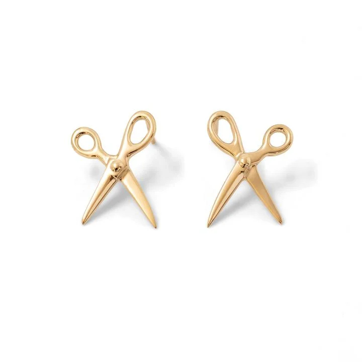 Hoop earrings with stacked layers for a bold and textured design-Scissor Earring 14K Yellow Gold