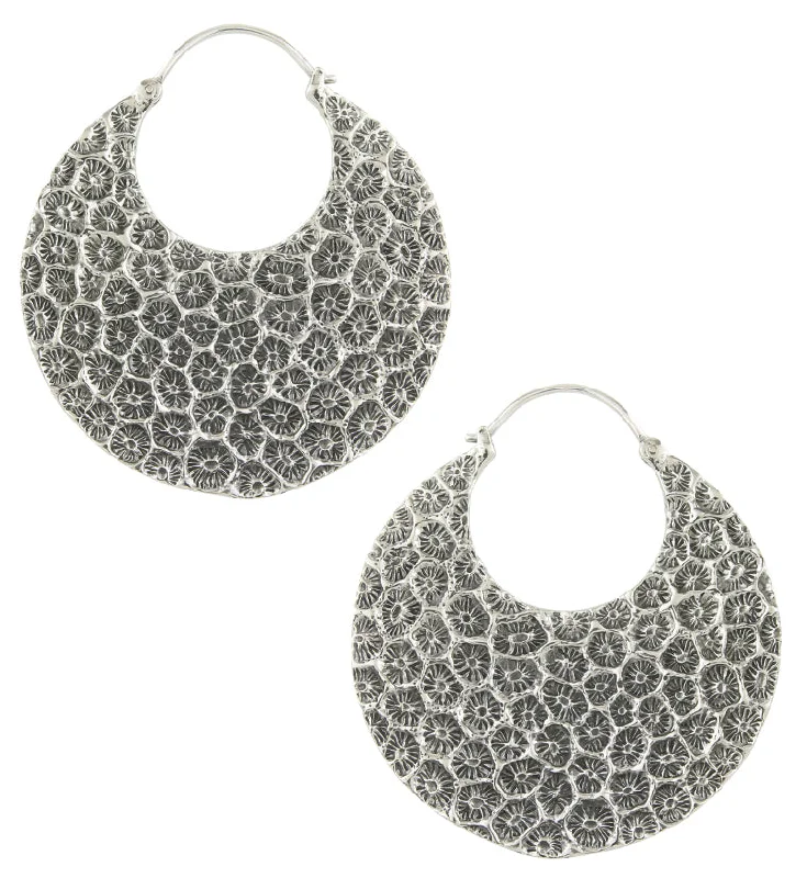 Hoop earrings with artistic filigree designs for an intricate, delicate finish-Sea Coral White Brass Hangers / Earrings