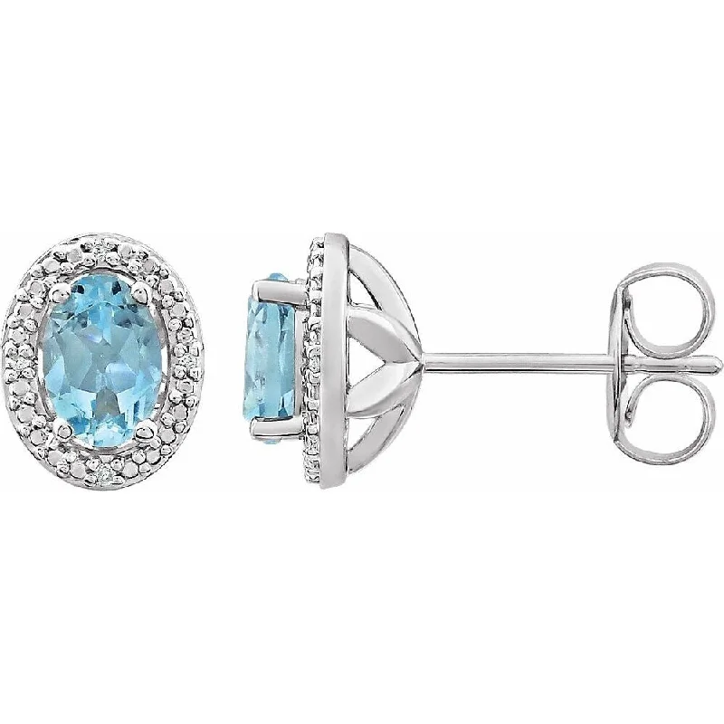 Hoop earrings with a matte finish for a sleek and sophisticated appearance-Sterling Silver Sky Blue Topaz & .025 CTW Diamond Stud Earring for Women