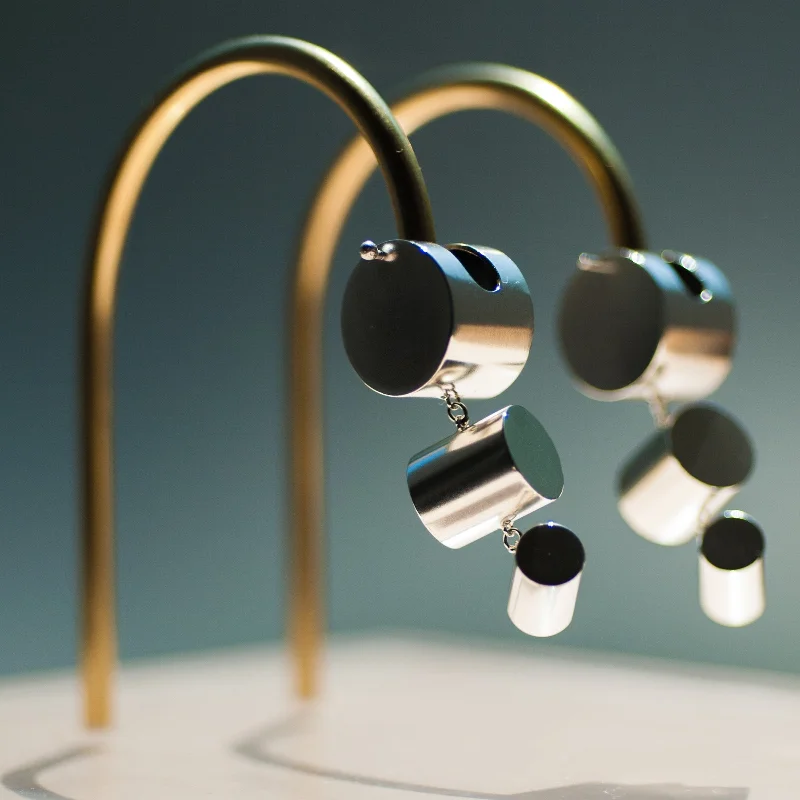 Hoop earrings with twisted metal designs for a dynamic and modern style-Three Cylinders earrings