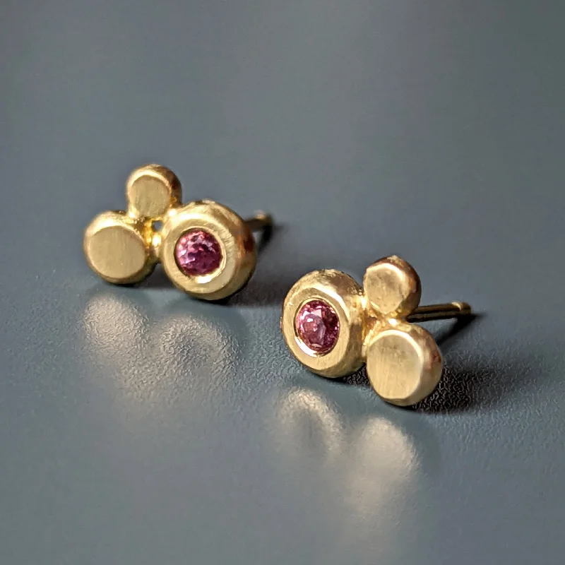 Hoop earrings with circle designs for a classic and timeless shape-Three Dots Gold Studs