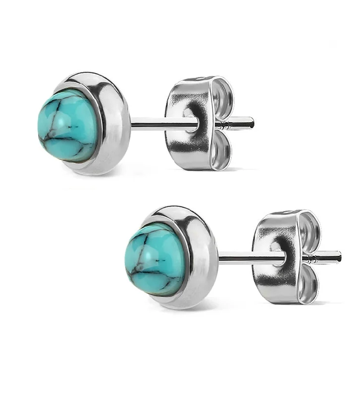 Best hoop earrings with intricate beaded details for a textured, stylish appearance-Turquoise Howlite Stone Earrings